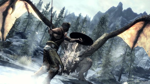 Skyrim Dragon Fight screenshot